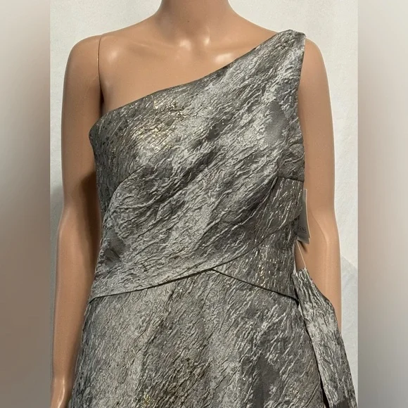 Rene Ruiz Collection Astmmetric Metallic One Shoulder Brocade Gown L17115 Size 6 - Picture 9 of 14